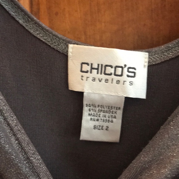 Chico’s Green and Silver Tank Tops, Size 2 - Picture 2 of 5
